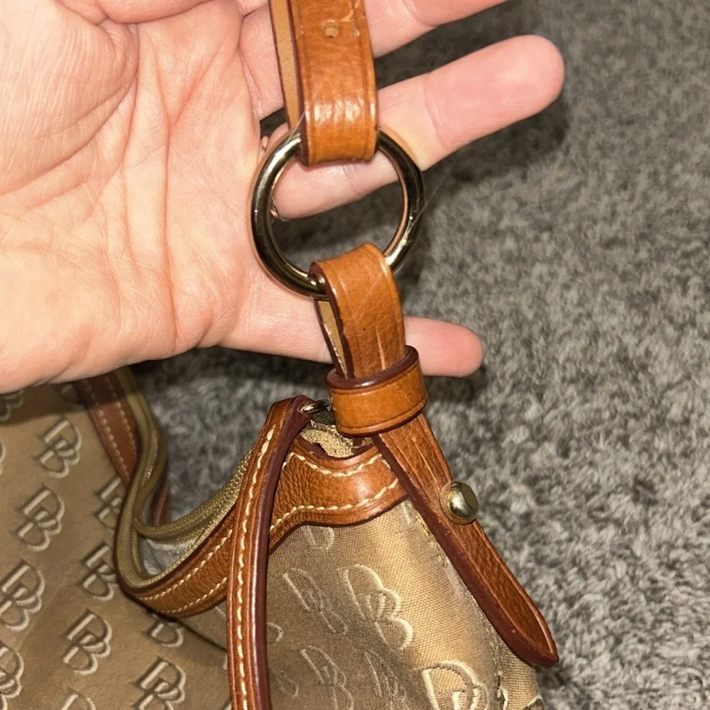 Dooney & Bourke Vintage Hobo Leather Canvas Signature Anniversary Shoulder Bag
